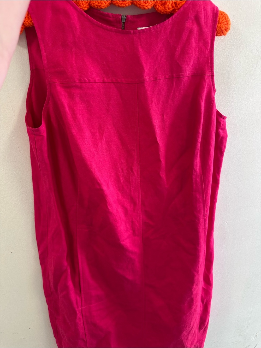 Women’s Sleeveless Shift Linen Dress - Bright Pink